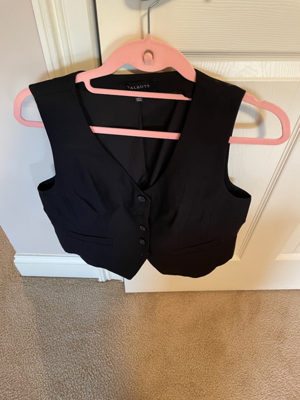 Talbots Black Fitted Button-Front Vest